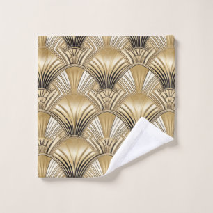 Art Deco gold ivory pattern Wash Cloth