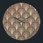 Art Deco Gold: Minimalistic Geometric Luxury Large Clock<br><div class="desc">Art Deco Pattern. Seamless golden background. Minimalistic geometric design. Vintage line design. 1920-30s motifs. Luxury vintage illustration Surrender to the mesmerising beauty of mandala in this seamless pattern! Get enchanted by the elegance of an art deco pattern in vintage line decor. art, deco, pattern, 20s, roaring, seamless, background, gold, illustration,...</div>
