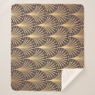 Art Deco Gold: Minimalistic Geometric Luxury Sherpa Blanket