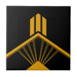 Art Deco Gold Mustard Geometric Border Black Ceramic Tile<br><div class="desc">Crisp art deco style gold geometric detail ornament decorative border ceramic tile on a black background. Please note that gold is a mustard yellow flat colour print and is not an actual gold colour. Original unique design,  perfect for modern or art deco vintage style interior.</div>