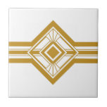 Art Deco Gold Mustard Yellow Geometric Border Ceramic Tile<br><div class="desc">Crisp art deco style gold geometric detail ornament decorative border ceramic tile on a white background. Please note that gold is a mustard yellow flat colour print and is not an actual gold colour. Crisp and original design,  perfect for modern or art deco vintage style interior.</div>
