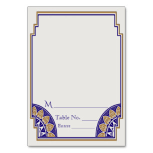 Art Deco Gold Navy Posh Place Card