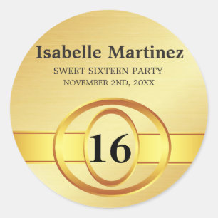Art Deco Gold Personalised Sweet 16 Sticker