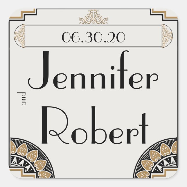 Art Deco Gold Posh Wedding Envelope Seal (Front)