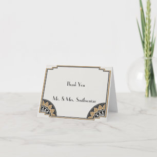 Art Deco Gold Posh Wedding Thank You Card