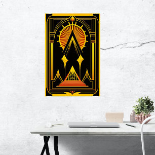 Art Deco Gold Red Black Artwork Poster
