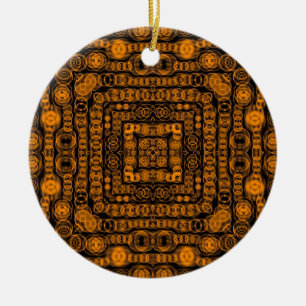 Art Deco Gold Retro Squares Abstract Art Ceramic Tree Decoration