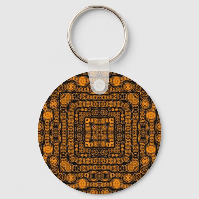 Art Deco Gold Retro Squares Abstract Art Key Ring (Front)