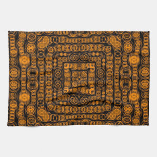 Art Deco Gold Retro Squares Abstract Art Tea Towel