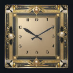 Art Deco gold Square Wall Clock<br><div class="desc">Great clock design. You will love it like others. Be free to use this design for other product you like or to customise and add your text. Follow me for more. Thank you. Have a nice day.</div>