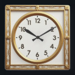 Art Deco Gold Square Wall Clock<br><div class="desc">Great clock design. You will love it like others. Be free to use this design for other product you like or to customise and add your text. Follow me for more. Thank you. Have a nice day.</div>