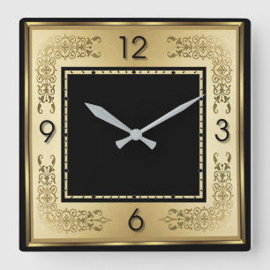 Art Deco Gold Square Wall Clock