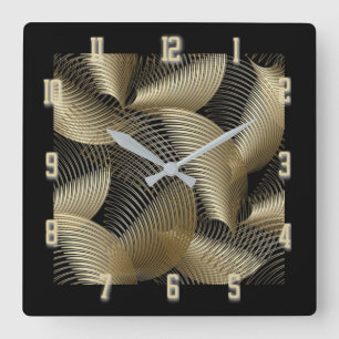 Art Deco gold Square Wall Clock