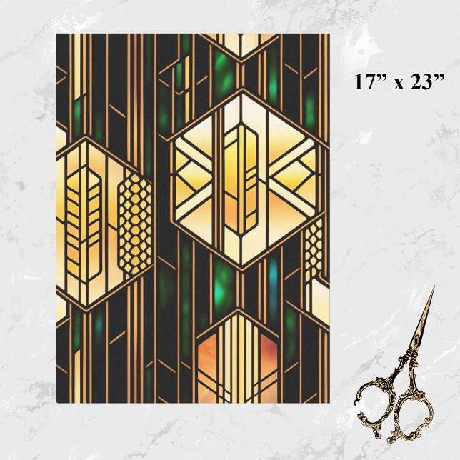 Art Deco Gold Stained Glass Artwork Large Tissue Paper (Creator Uploaded)