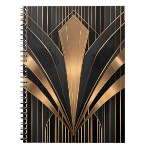 Art Deco Gold Sunburst Luxury Geometry Notebook