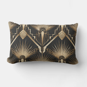 Art Deco Gold Sunburst Throw Pillow -