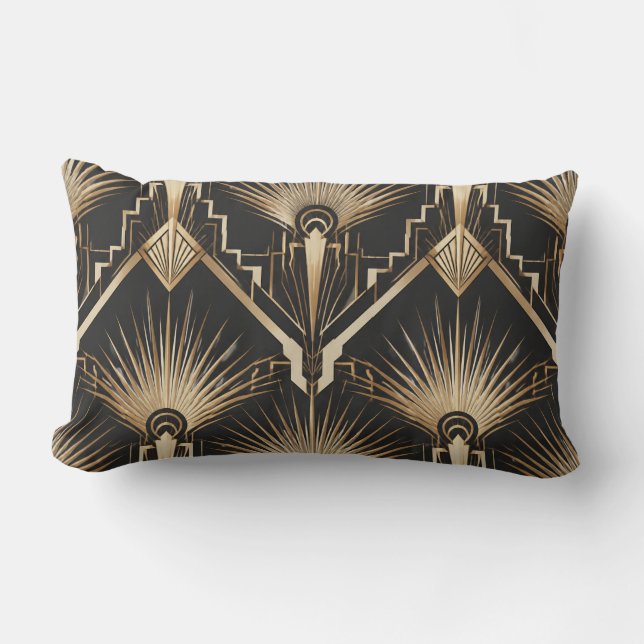 Art Deco Gold Sunburst Throw Pillow - (Front)