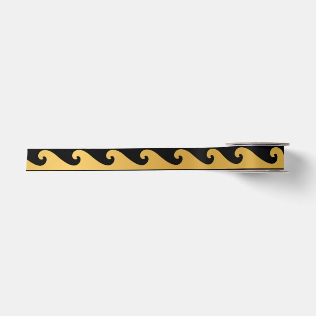 Art Deco Gold Waves Satin Ribbon (Front)