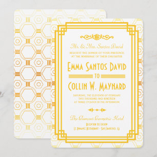 Art Deco Gold Wedding Invitations