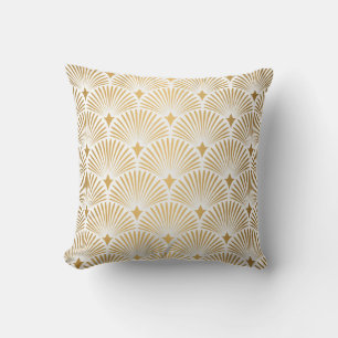 Art Deco: Gold-White Elegance. Cushion