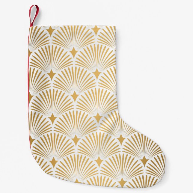 Art Deco: Gold-White Elegance. Small Christmas Stocking (Front)