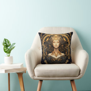 Art Deco Gold Woman Cushion