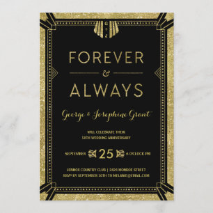 Art Deco Golden Anniversary Party Invitation