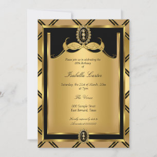 Art Deco Golden Black jewel Birthday Party Invitation