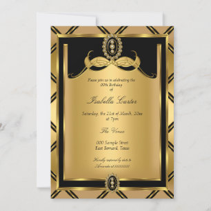 Art Deco Golden Black jewel Birthday Party Invitation