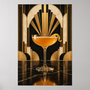 Art Deco Golden Cocktail – Black and Gold Luxury B Poster