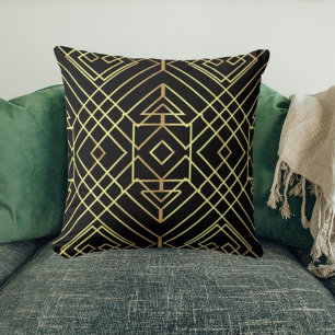 Art deco golden elegant design throw pillow