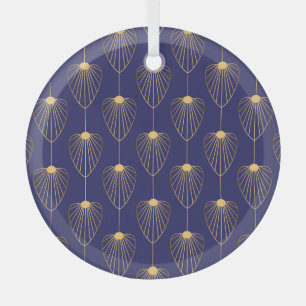Art Deco golden floral: elegant. Glass Tree Decoration
