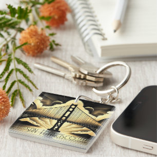 Art Deco Golden Gate Bridge Key Ring