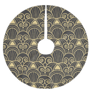 Art Deco: Golden Geometric Tiles. Brushed Polyester Tree Skirt