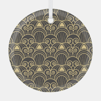 Art Deco: Golden Geometric Tiles. Glass Tree Decoration
