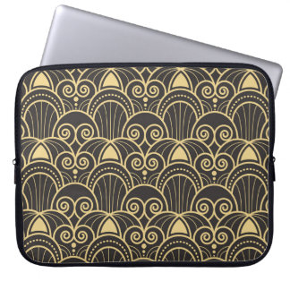 Art Deco: Golden Geometric Tiles. Laptop Sleeve