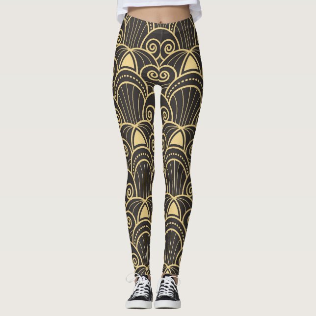 Art Deco: Golden Geometric Tiles. Leggings (Front)