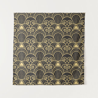 Art Deco: Golden Geometric Tiles. Tapestry