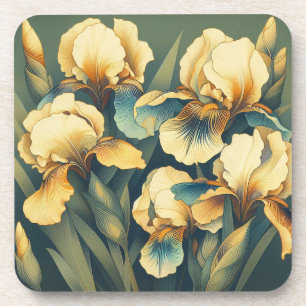 Art Deco Golden Iris Hard plastic coaster set