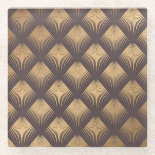 Art Deco Golden: Minimalistic Seamless Glass Coaster