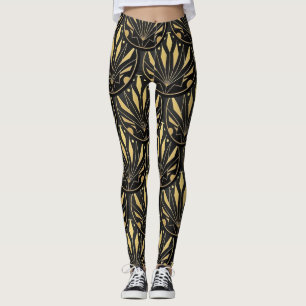 art deco golden pattern leggings