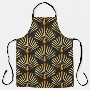 Art deco golden peacock pattern apron