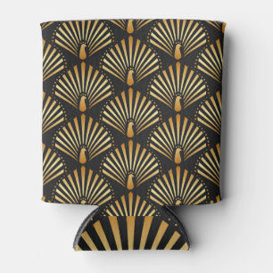 Art deco golden peacock pattern can cooler