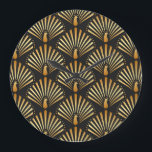 Art deco golden peacock pattern large clock<br><div class="desc">Vintage illustration of golden peacock in black background seamless pattern in art deco style Golden Peacock Art Deco: Glamour in Every Feather! Embark on a journey to the art deco era with a golden peacock seamless pattern. Gatsby-inspired elegance. gatsby, seamless, background, peacock, feather, gold, fan, illustration, deco, pattern, geometric, abstract,...</div>