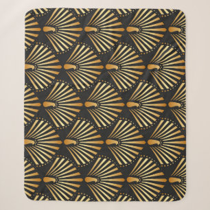 Art deco golden peacock pattern sherpa blanket