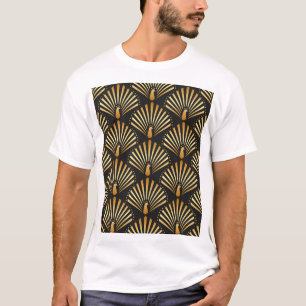 Art deco golden peacock pattern T-Shirt