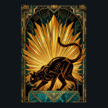 Art Deco Golden Radiance Black Cat Wall Art<br><div class="desc">A sleek black feline stretches gracefully against a magnificent golden sunburst. Featuring sharp geometric rays and a deep teal marble pedestal,  this 1920s-inspired masterpiece brings a bold architectural energy to any modern interior or gallery wall.</div>