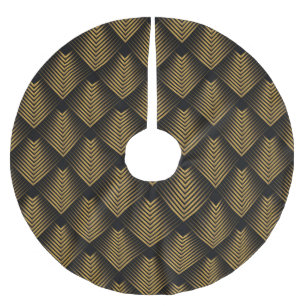 Art Deco: Golden Squares, Corner Wallpaper. Brushed Polyester Tree Skirt