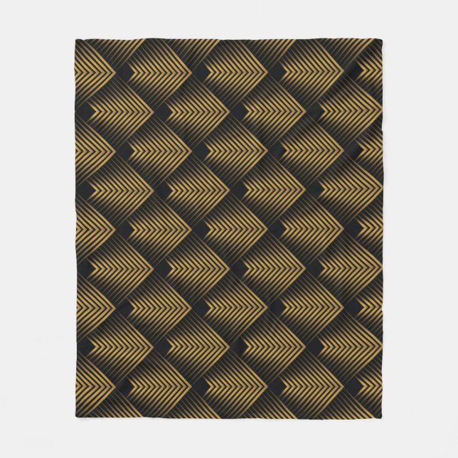 Art Deco: Golden Squares, Corner Wallpaper. Fleece Blanket (Front)