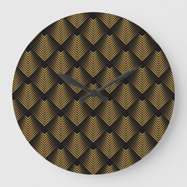 Art Deco: Golden Squares, Corner Wallpaper. Large Clock (Front)